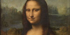 Mona Lisa cropped to a wide strip around the face
