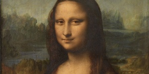 Mona Lisa cropped to a wide strip around the face